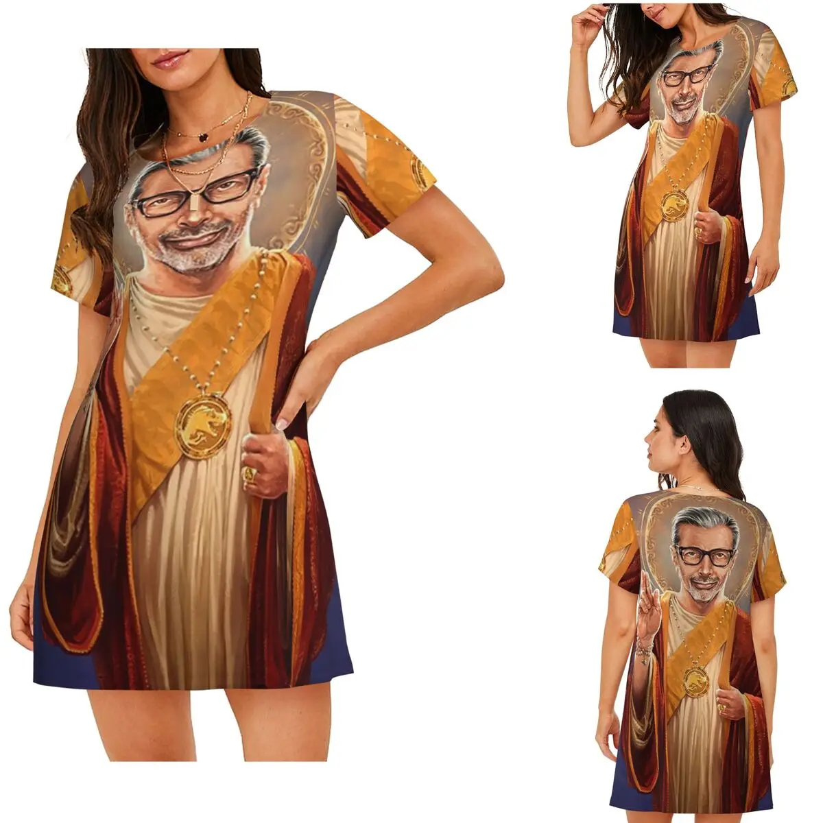 Custom Saint Jeff Of Goldblum, Jeff Goldblum Short Sleeves Nightdress For Sleeping Women Short Sleeve Nightgowns Pajama Dress