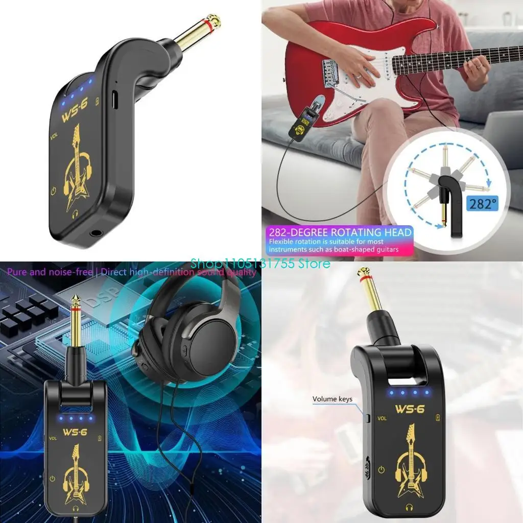 K0EF Electric Guitar Amplifier Accessory Built with Metal Plastic Texture Reverbs Delay Overdrive Mode for Stage Home Use