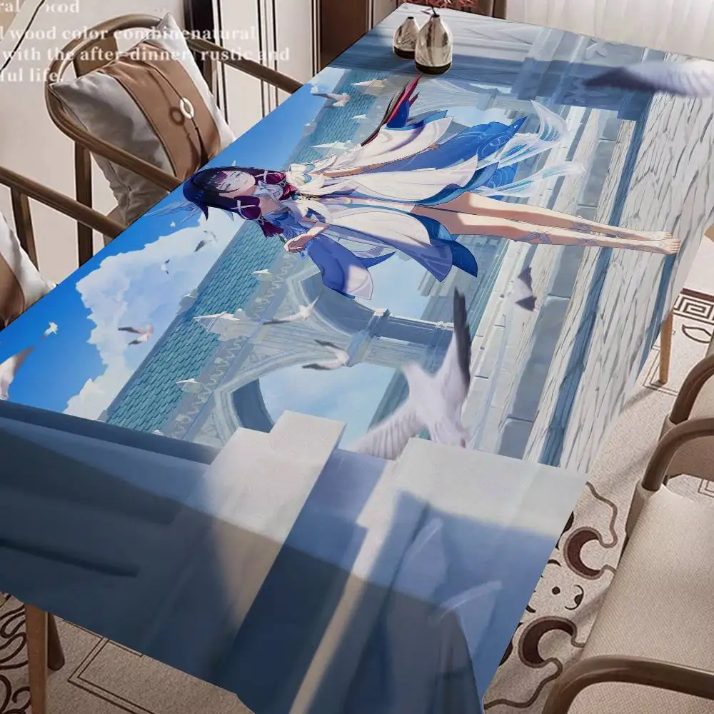 Genshin Impact Columbina Home Tablecloths Dining Decoration And Rectangular Table Accessories Waterproof Cloth Anti-stain
