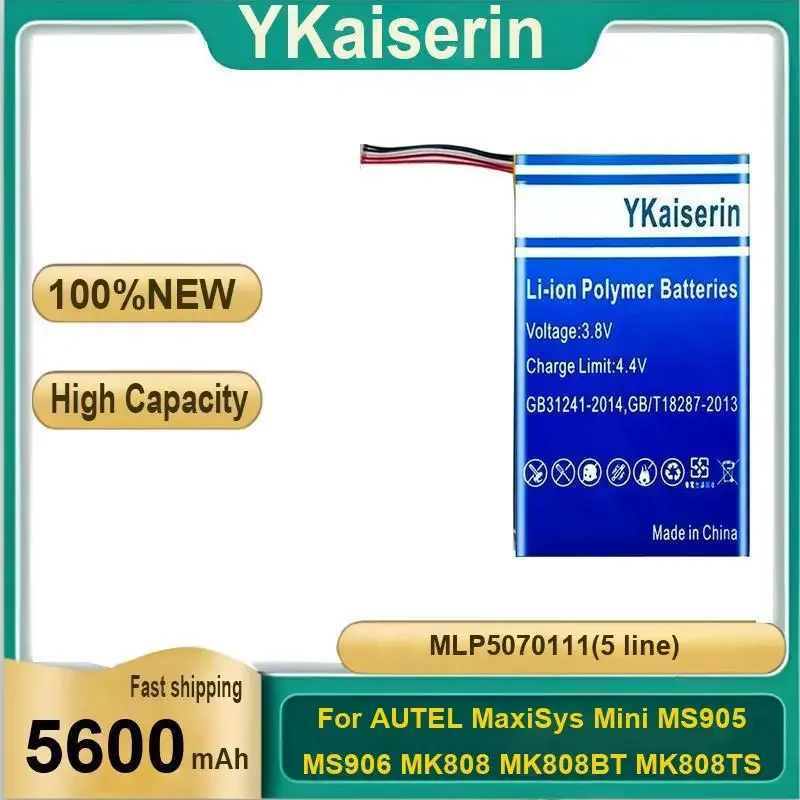 

5600mAh YKaiserin Battery MLP5070111 (5 line) For AUTEL MaxiSys Mini MS905 MS906 MK808 MK808BT MK808TS Batteries