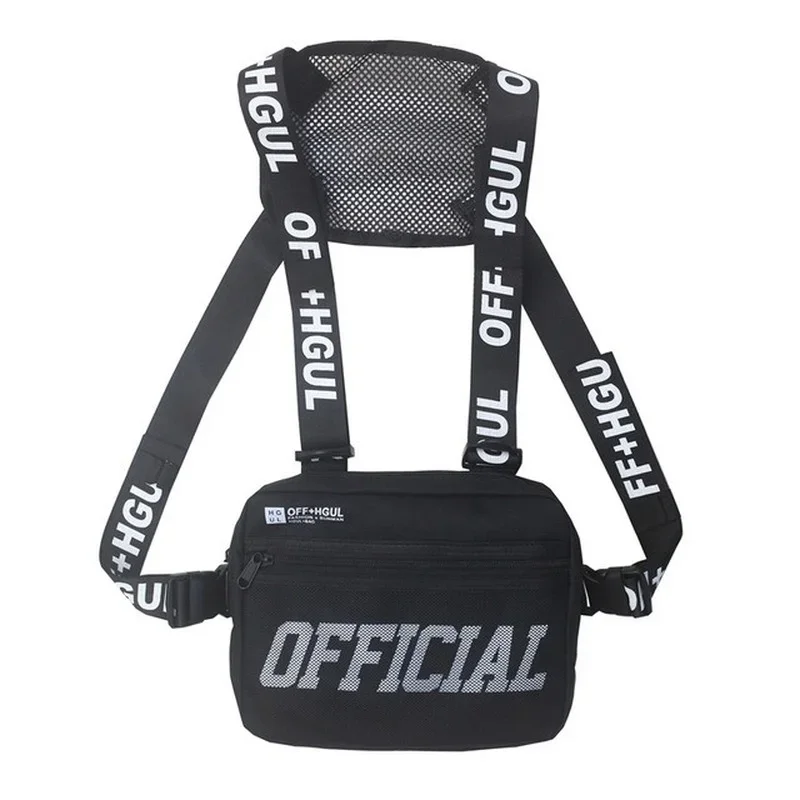 

Fashion Tactical Oxford Chest Bag Unisex Trendy Reflective Rectangle Travel Streetwear Men Hip-Hop Motorcycle Chest Rig Bags