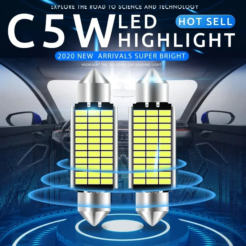 2/4/10pcs C5W Festoon Car reading light Led Interior Lighting 31/36/39/41mm License plate lamp Car roof MAP LAMP No errors DC12V