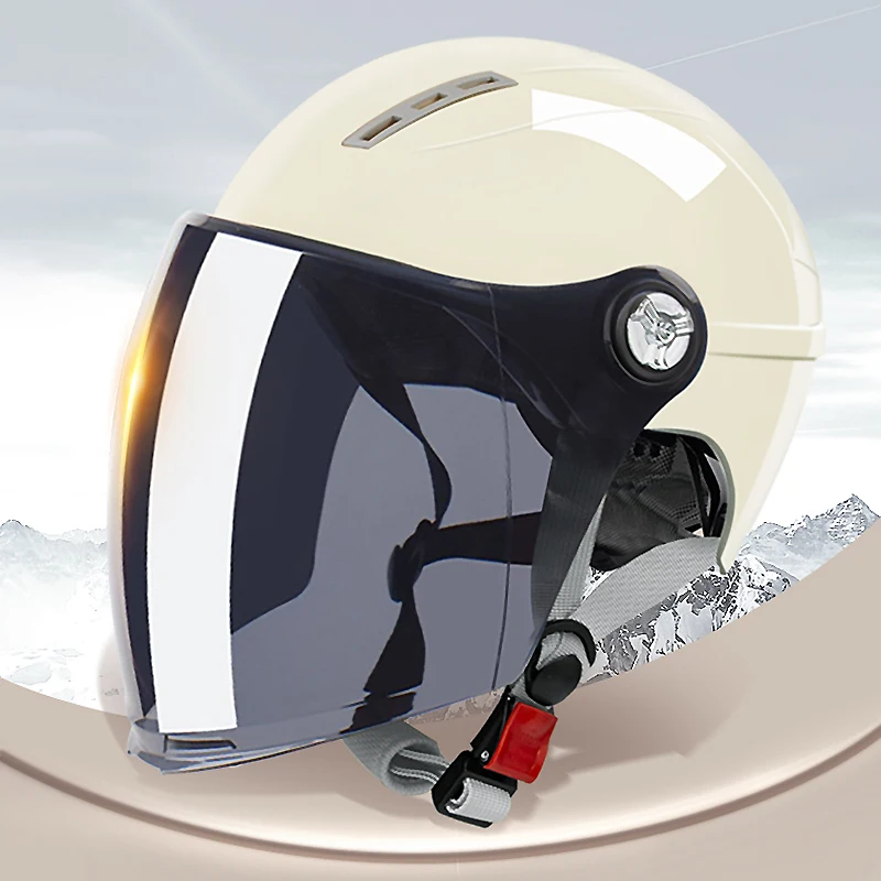 

Summer Motorcycle E-Bike Helmet with Tinted Visor & Adjustable Headband - Lightweight Ventilated Design