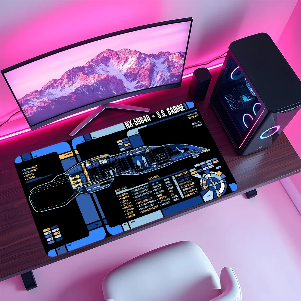 المركبة الفضائية مخطط المقصورة ستار T-Trek ماوس الوسادة عدم الانزلاق سميكة كبيرة الكتابة Lockedge مكتب طالب الألعاب وسادة ماوس الوسادة