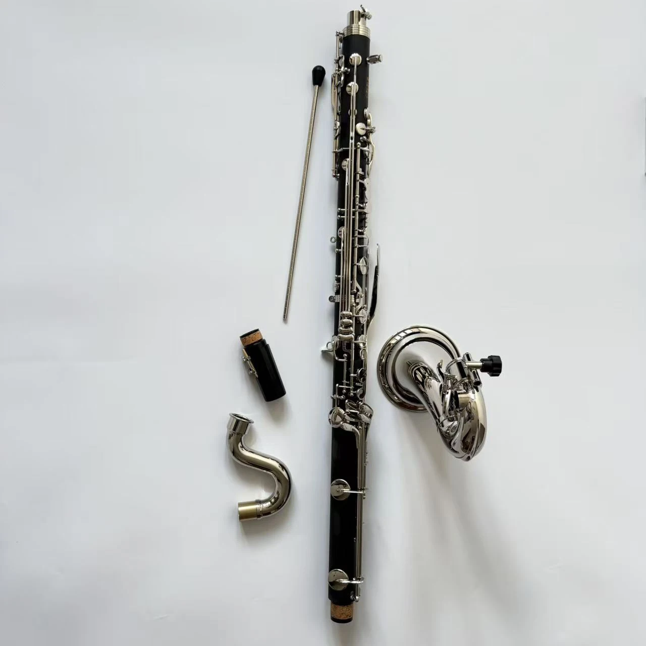 OEM Factory Wholesale Produce  Hard  Rubber Body Nickel Silver Plated Key Low E Bass Clarinet