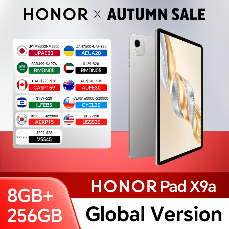  Global Version HONOR Pad X9a 6GB+128GB/8GB+256GB 11.5'' 2.5K 120Hz LCD Screen 8300 mAh Battery 35W SuperCharge WiFi Android 15 
