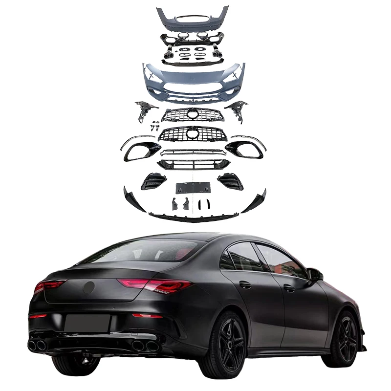 

Оптовая цена завода, комплект кузова для Mercedes Benz CLA WI18 (модель 20-21) AMG45, комплект кузова, передний и задний бампер, боковая юбка, хвост