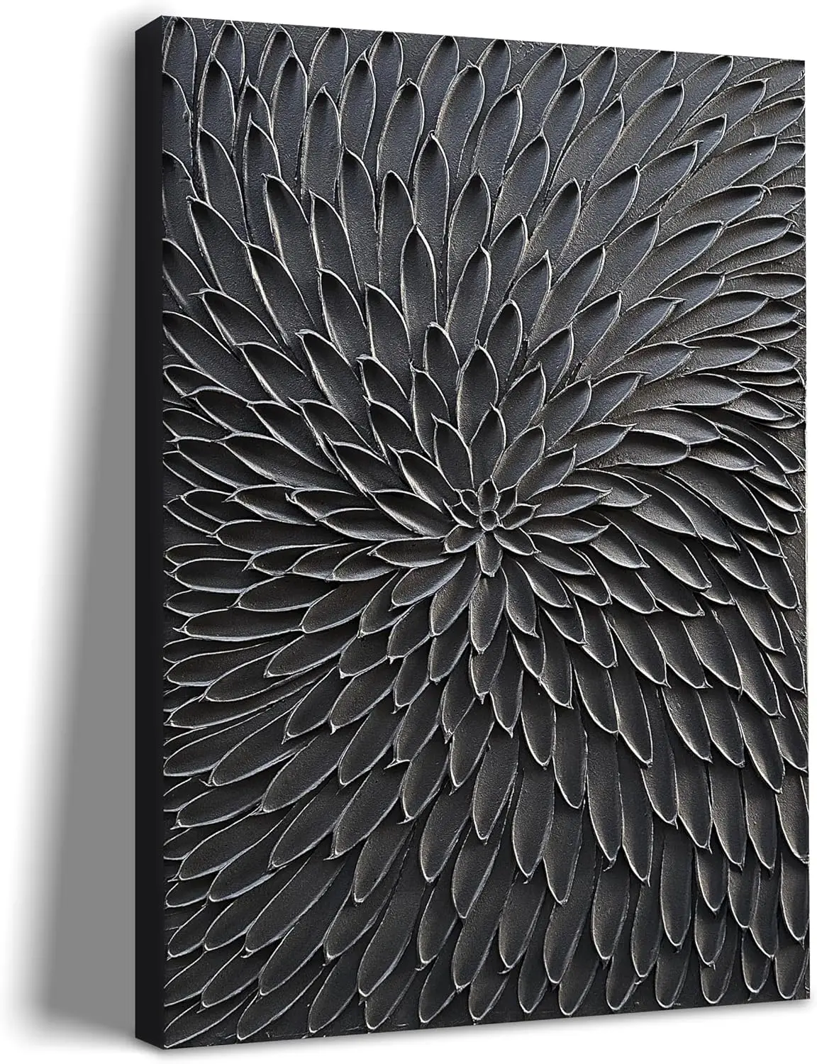 NANKAI Art Hand Painted Thick Textured Black Abstract Style Oil Painting, 36x24 inches, Three Dimensional Texture Abstract Paint