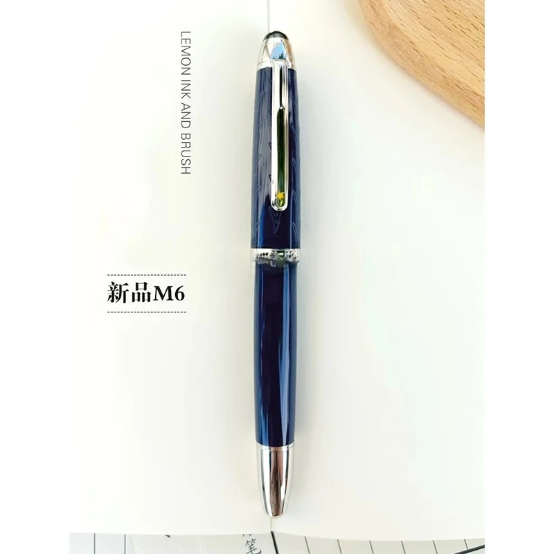 New Lemon M6 Resin Piston Fountain Pen Blade Long Knife Nib Hand-Polished Iraurita Nib Writing Stationery Gift With Ink Window