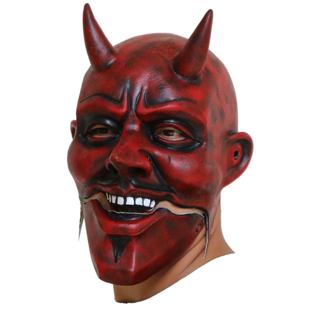 Halloween-Grimassenmaske, Cosplay-Maske mit beweglichem Mund, rote Dämonenkönig-Kopfbedeckung, lustige Maske, Tanz-Make-up-Requisiten – Detail 4