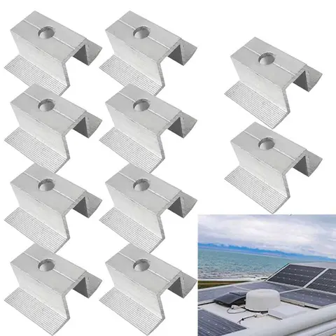 10Pcs Solar Middle Clamp PV Aluminum Alloy Solar Panel Mounting Middle Clamp For Frame Fixed Solar Modules Clip Height 25-50MM