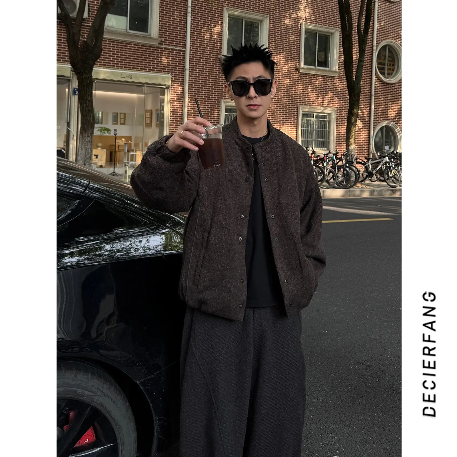 

Warm Woolen Material Stand Collar down Jaet Loose Fit 90% White Du down Casual Men's Jaet Ci Leisure Sle Zipper Clo...