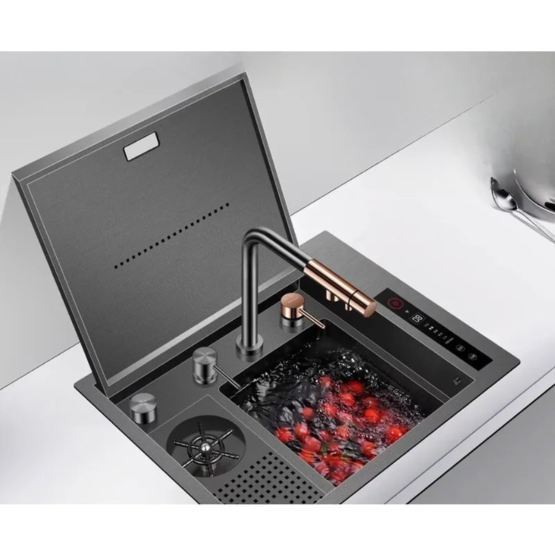 

Smart Sink Fruit and Vegetable Washing Machine Nano Bar Cup Washer 304 Invisible Vegetable Washing Basin