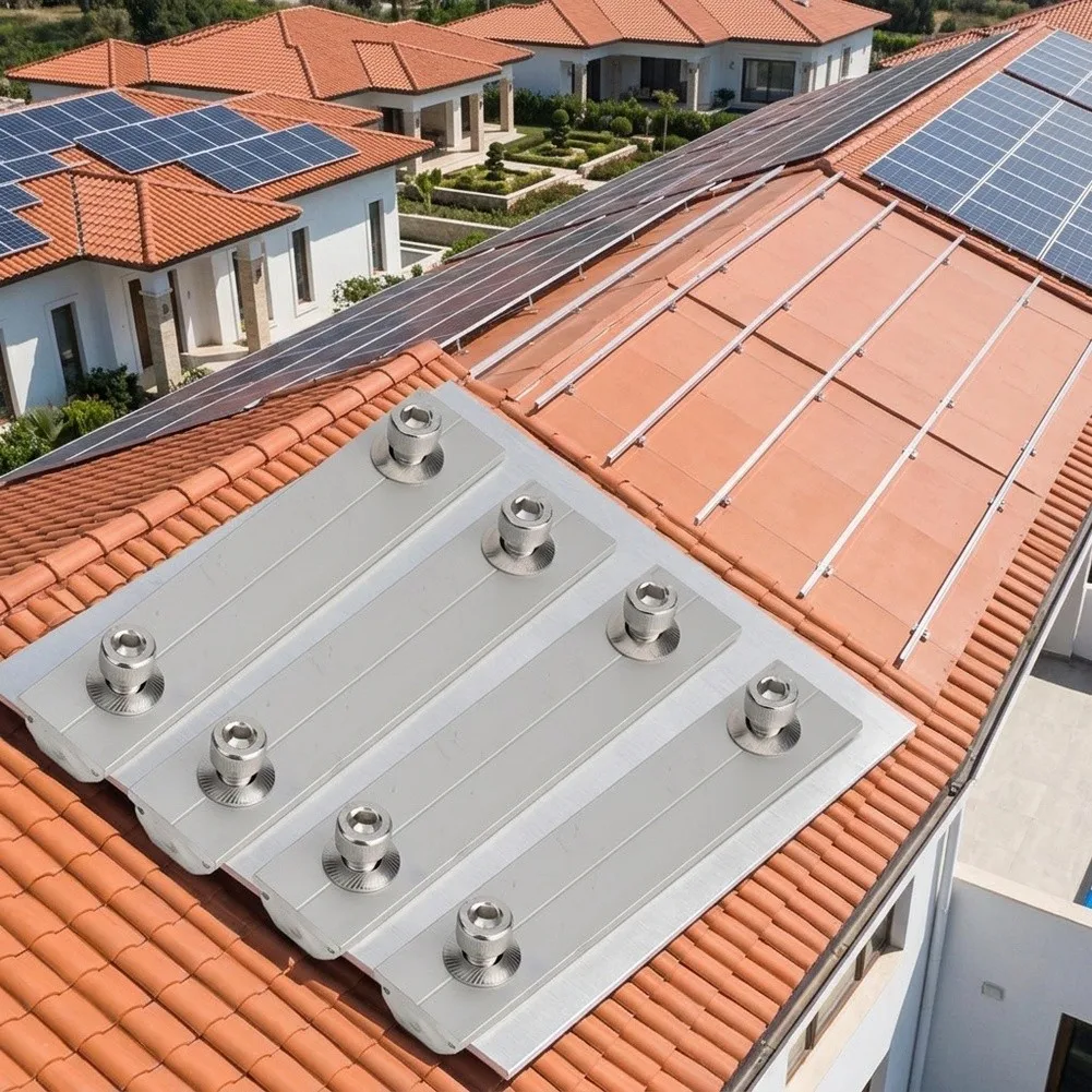 4pcs Aluminum Solar Rail Connector for Photovoltaic Systems Reliable Rail Linking for Roof Ground Mount Installations