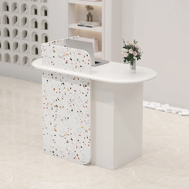 Orange Boutique Reception Desks Counter Modern Weight Business Reception Desk Clothing Wood Bancone Per Negozio Office Furniture