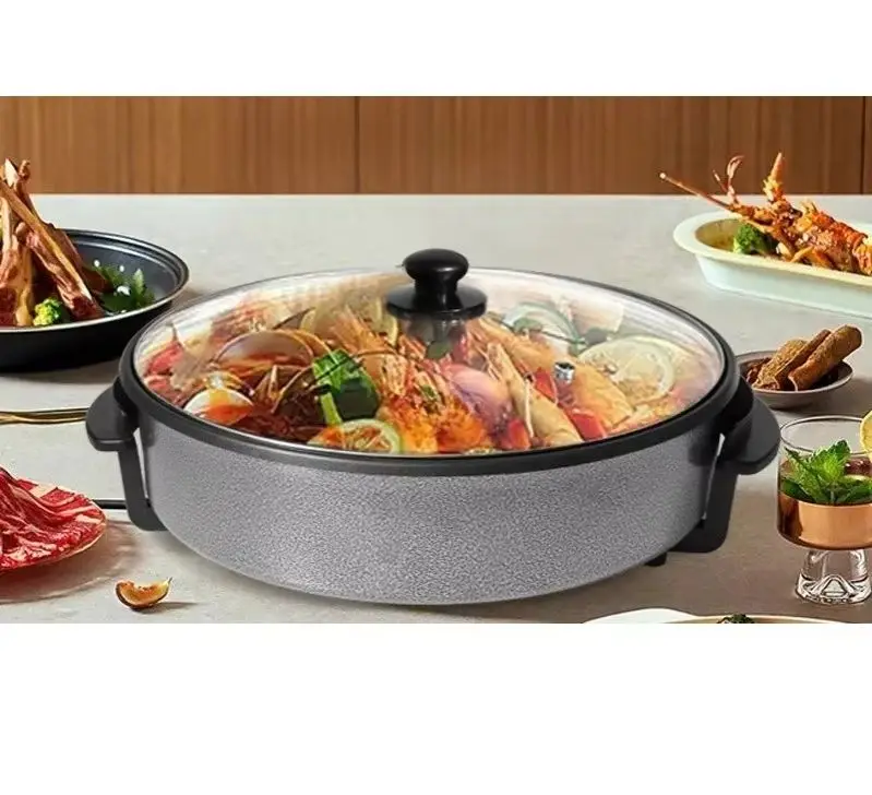 Electric Frying Pan  Multifunctional Electric Heating Pan Korean Barbecue Non-stick Pan Household Electric Baking