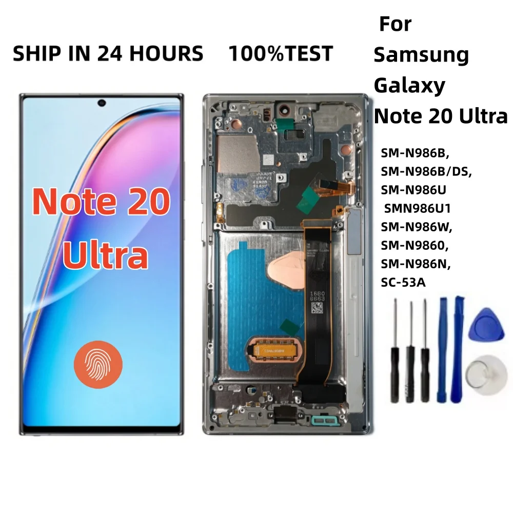 OLED For Samsung Note 20 Ultra 4G  N986B N985 N985F Display Note20 Ultra 5G SM-N986F LCD Touch Screen Replacement With Frame
