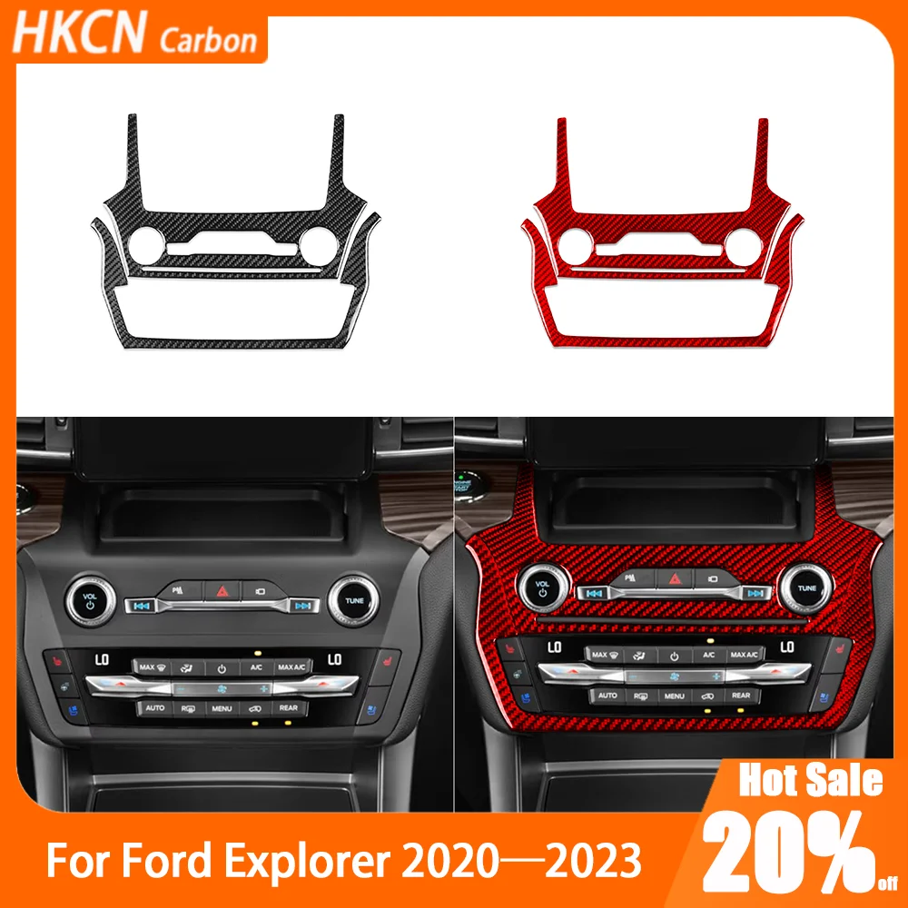 

Наклейки на панель центральной консоли из углеродного волокна, автомобильные аксессуары, внутренняя крышка, наклейка, модификация для Ford Explorer 2020 — 2023