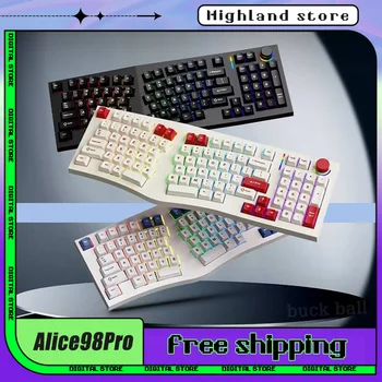 Yeni FEKER Alice98Pro 3mod mekanik klavye kablosuz ergonomi Alice klavyeler RGB Hot-Swap özel Alice98 Pro oyun klavyesi