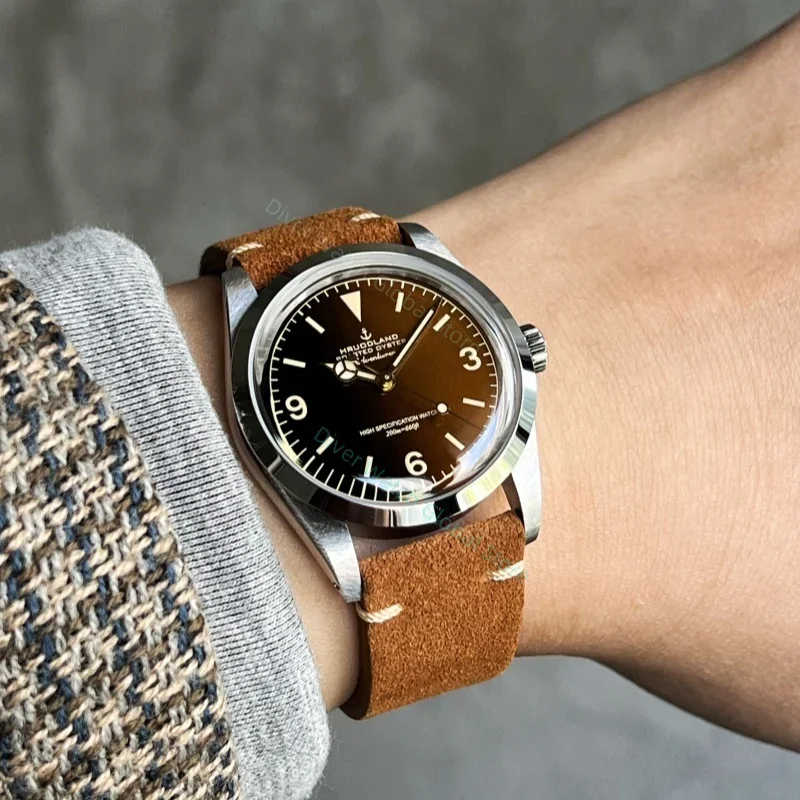 2025 ใหม่ Hruodland 36 มม.Retro Luxury นาฬิกาผู้ชายอัตโนมัติ F029 NH38 Sapphire กระจกสแตนเลสนาฬิกาดําน้ํา