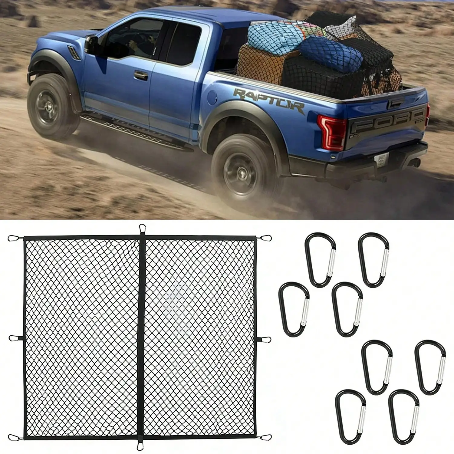 Cargo Box Net Bag For Pickups, Truck Cargo Net Storage Box With Highly Elastic Truck Cargo Net, Suitable For Camping, Travel Luggage, Compatible With Trailers, Can Fix Luggage And Loose Items