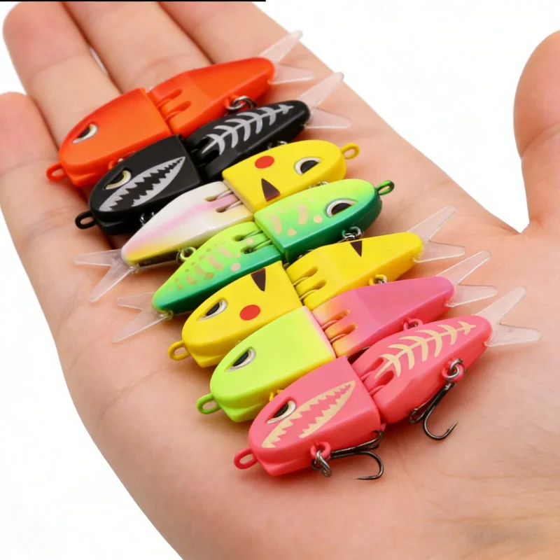 Micro Pencil Lure Bait 6,5G 6CM mit Doppelhaken, langsam sinkend, bionisch, farbenfroh, speziell für Barsch und Mandarinfisch, Angelköder.
