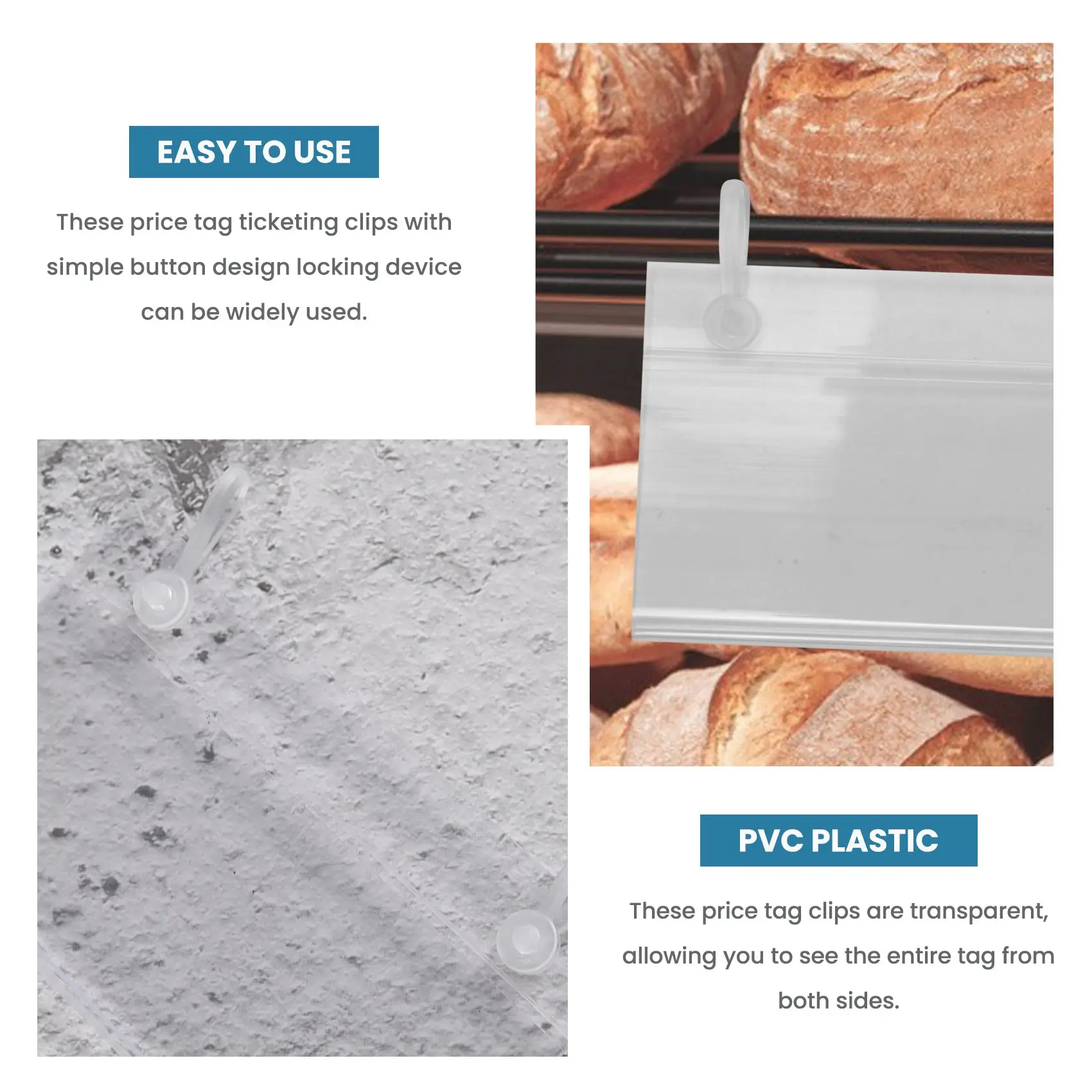 80Pcs Plastic Basket Label Holders Price Tag Ticket Hanger Clips with Button Design Lock Closure for Market Grocery