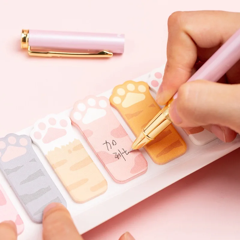 120/360 Sheets Cute Cat Paw Index Tabs Self Adhesive Page Markers Sticky Notes Classify Files Flags Posted It planner Stickers