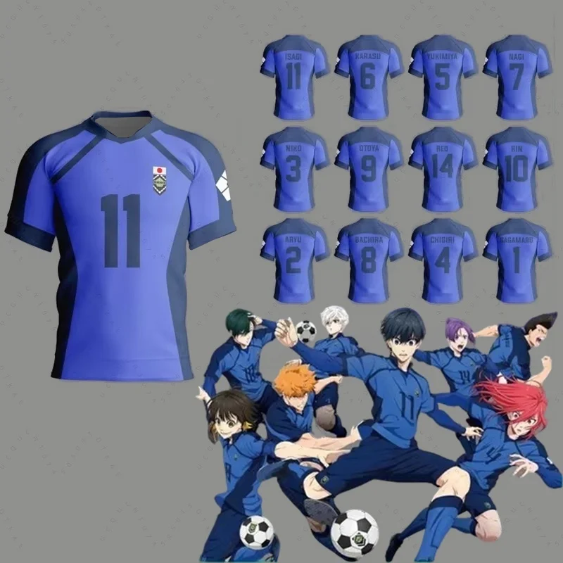 

Anime Blue Lock Isagi Yoichi Football Jersey Motorcycle T-Shirt Cosplay Hyoma Chigiri Meguru Bachira Tee Football Sports Clothes