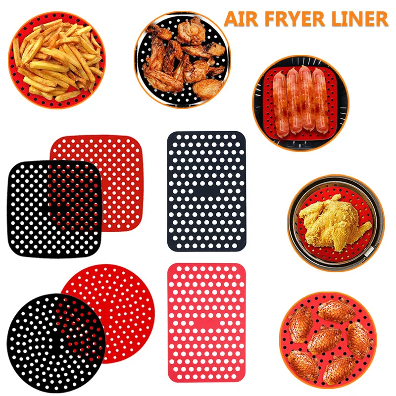 Reusable Silicone Air Fryer Liner Mat Non-Stick Steamer Pad Baking Inner Liner Cooking Mat Pastry Tools Kitchen Bakeware Oil Mat