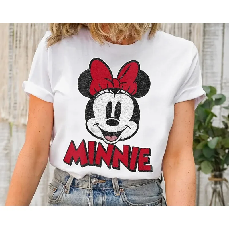 قميص ديزني ميكي والأصدقاء ميني ماوس الكلاسيكي ذو صورة عائلة ديزني لاند، تي شيرت مملكة سحرية، قميص WDW Epcot Theme Park