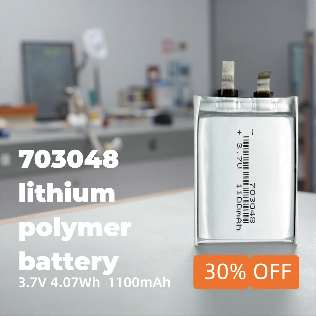 703048 1100mAh 3.7V Li-ion Battery High-Energy Rechargeable Cell for Compact Electronics, Wearables, DIY Projects
