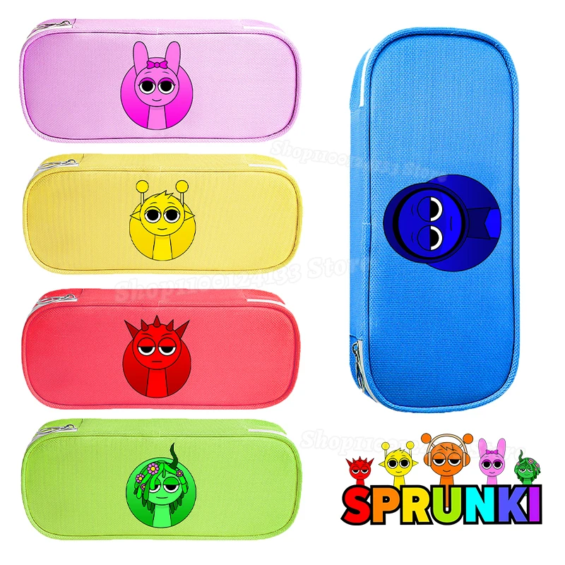 

Game Role Sprunkiy Boy Girl Student Pencil Case Cute Anime Print PencilBag Kids Go School Portable Stationery Storage Bag Kawaii