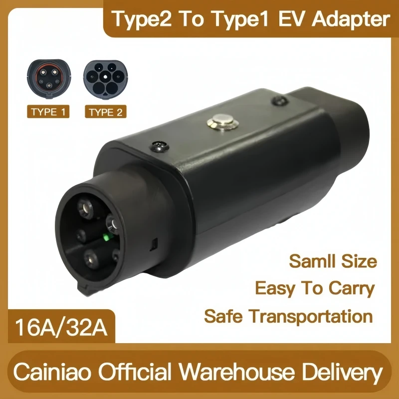 New EV Adapter IEC 62196 Type 2 to Type 1 J1772 32A EVSE Charger Connector Electric Vehicle Cars Charging Converters