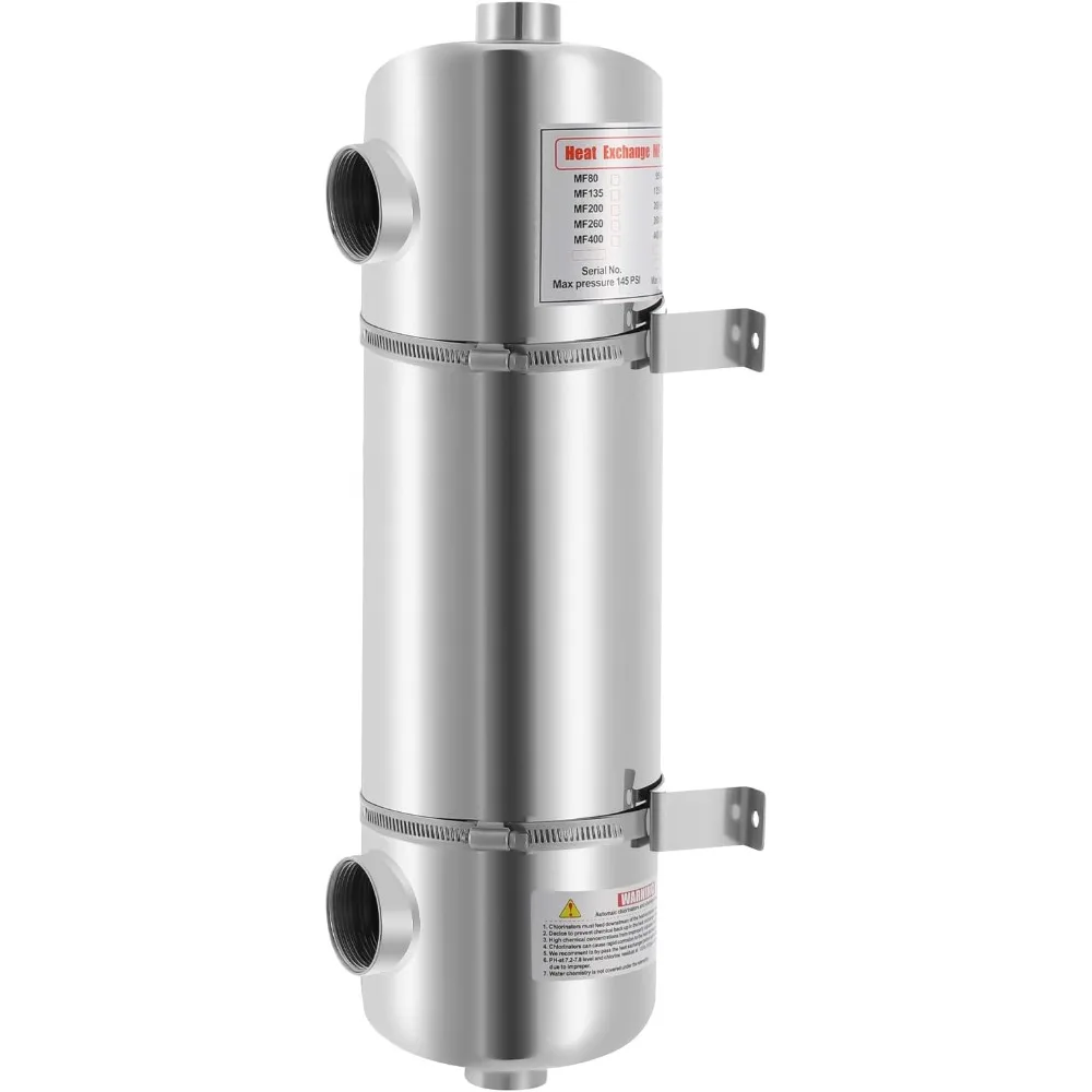 مبادل حراري لحمام السباحة، مبادل حراري أنبوب غلاف من الفولاذ المقاوم للصدأ 200 كيلو بايت يو، مبادل حراري لأنبوب منطقة نقل الحرارة FPT