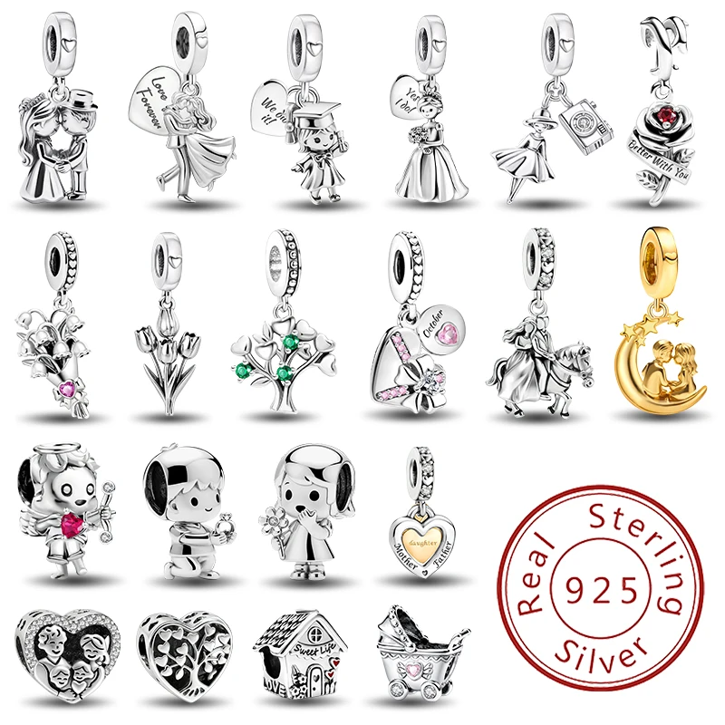 925 Sterling Silver Boys Girls Couple Series Proposal Confession Charms Beads Fit Original Bracelets Fine Jewelry Gift