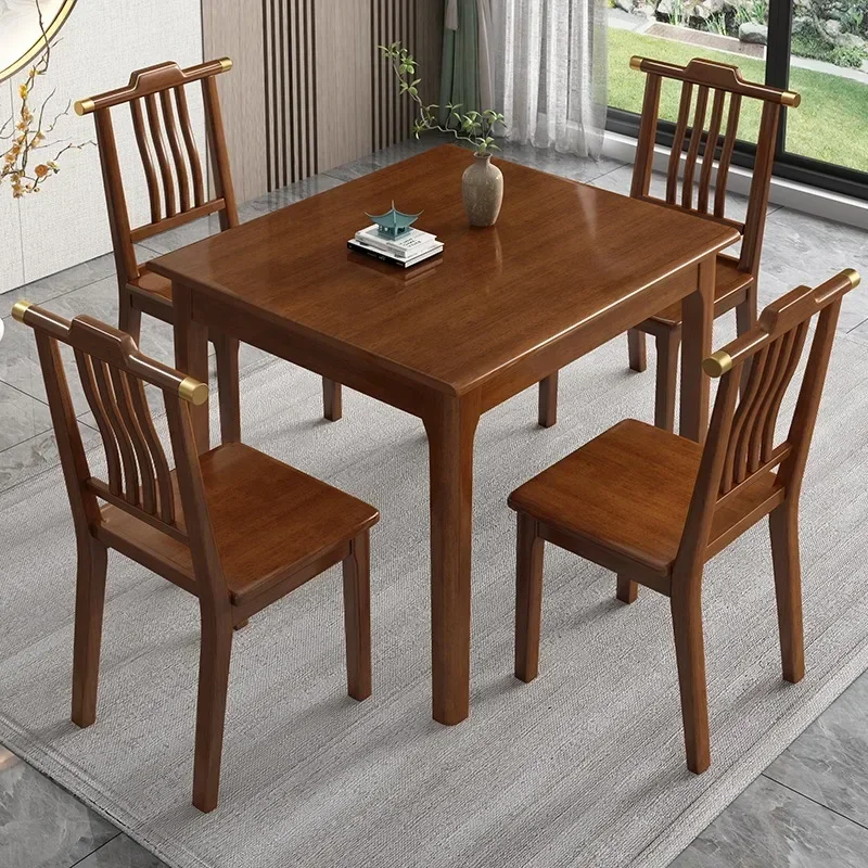 All solid wood square table, household small apartment rental room, square dining table, chess
