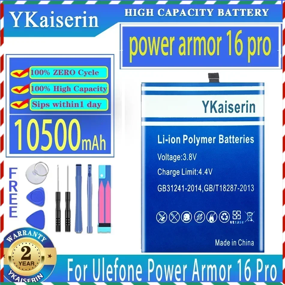 YKaiserin 10500mAh Replacement Battery power armor 16 pro (3103) For Ulefone Power Armor16 Pro 16Pro Mobile Phone Batteries