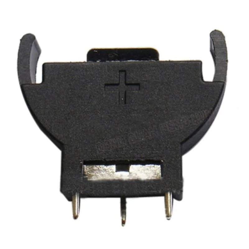 BS-5 CR2032 Battery Holder Black Semicircle Pin Vertical Mount with Cover for Motherboard Scales Remote Control DIY Projects