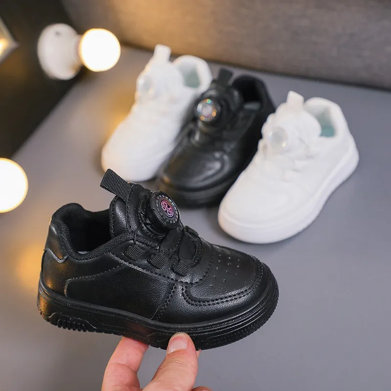Children's Sneakers Kids Fashion Rotate Button White Non-slip Casual Shoes Boys Girls Breathable Sneakers Toddler Outdoor Shoes