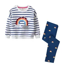 Jumping Meters Rainbow Sweatshirts + Leggings Children's Clothing Sets Autumn 2 Pcs Suit Kids Outfits Long Sleeve Sets Outfit