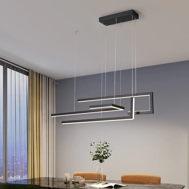 Lámpara colgante Led moderna para comedor, sala de estar, cocina, Color negro mate o dorado, hogar inteligente, Alexa