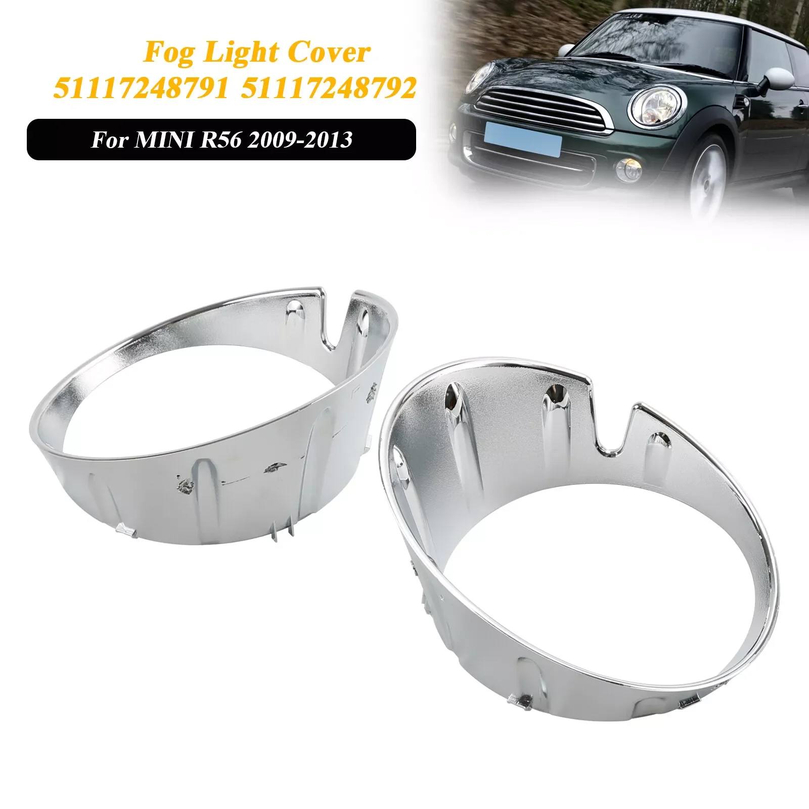 Left Right Chrome Car Front Front Bumper Fog Light Lamp Cover Bezel For Mini Cooper R55 R56 R57 R58 R59 51117248791 51117248792