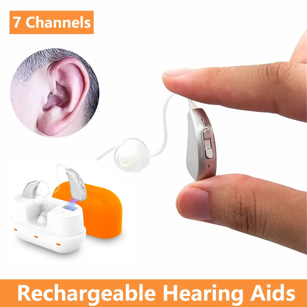 Rechargeable Hearing Aids for Deafness Elderly Digital Hearing Aid Sound Amplifier High Power Smart Noise Reductions Audifonos