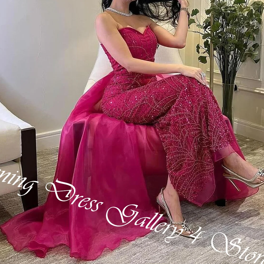 Customized  Delicate  Sequined Beading Strapless Ankle Length Straight платье вечернее Satin Sleeveless Vestidos Para M image 4