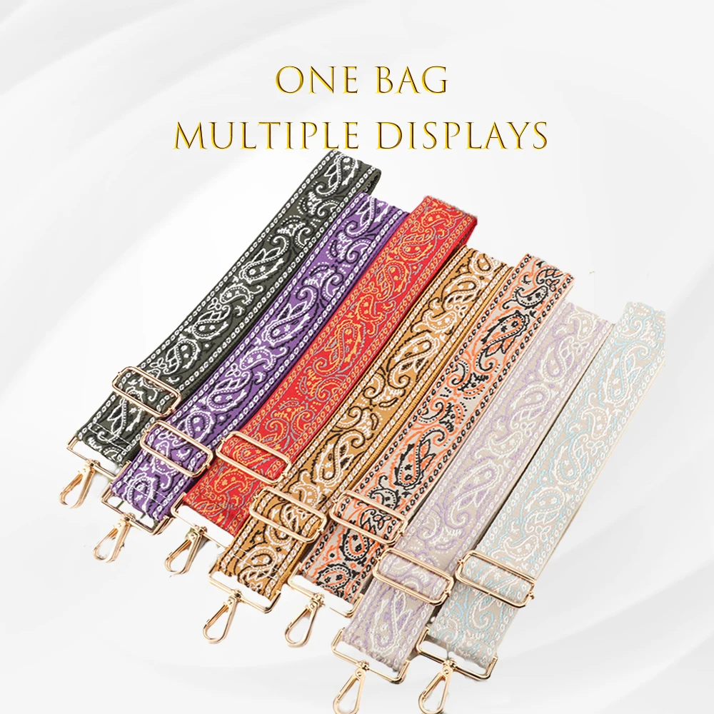 Handbag Strap 5CM Widening And Thickening Ethnic Style Jacquard Weave Colourful Single Shoulder Adjustable Crossbody Bag Belt