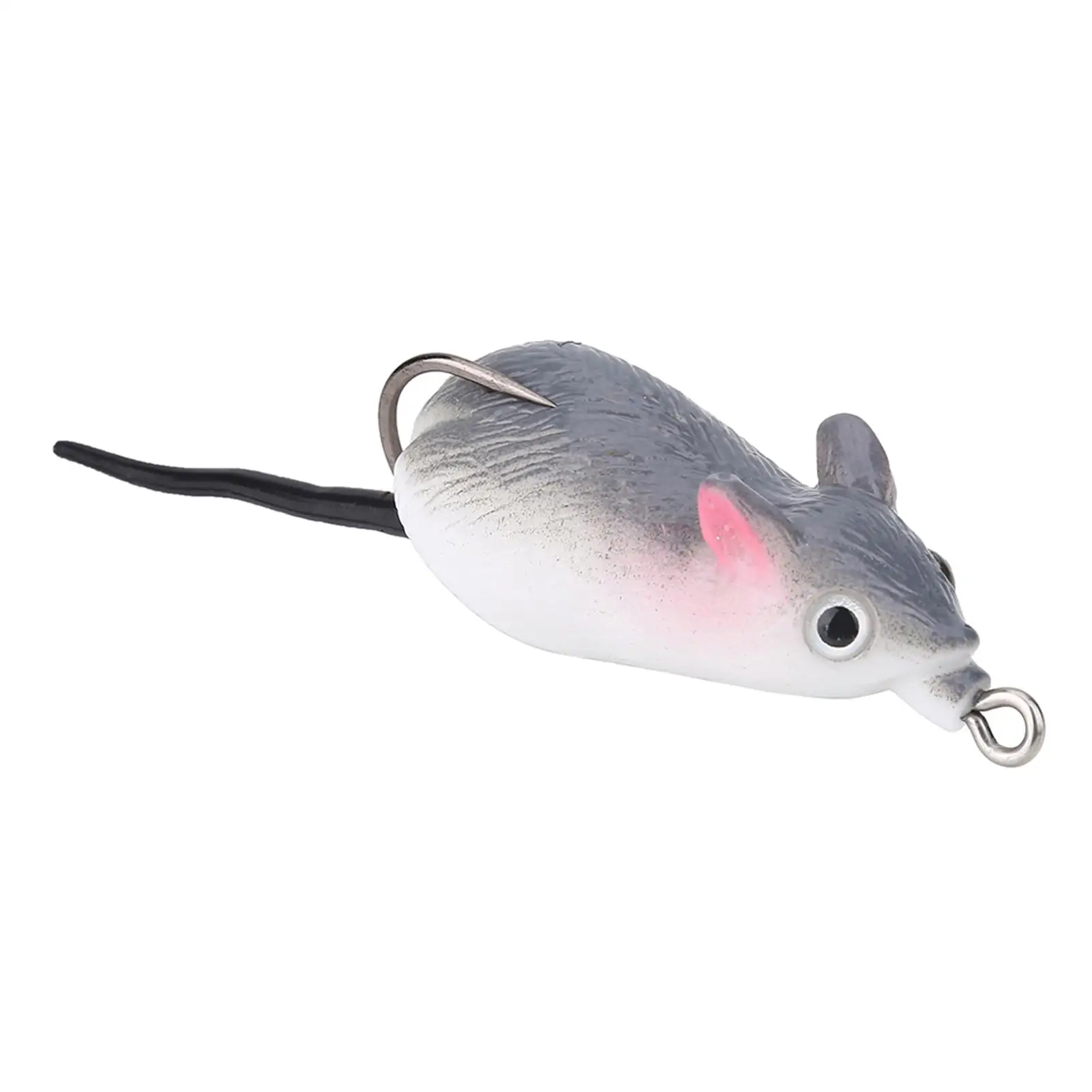 Soft Rat Mouse Fishing Lure 5cm Dual Hook Crank Swim Bait for Bass Tackle