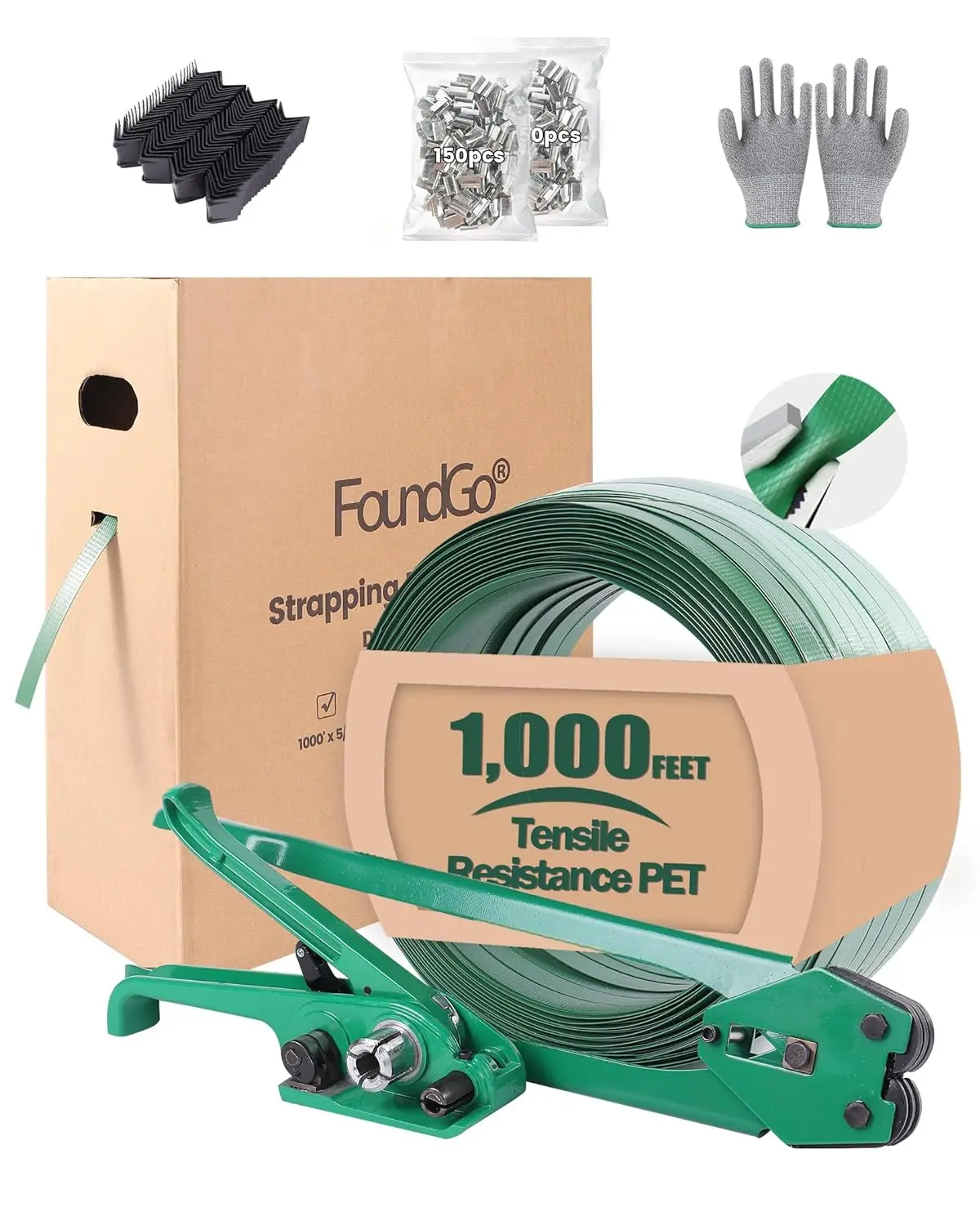 

FoundGo PET Banding Strapping Kit for Heavy Duty Durable Pallet Packaging Strapping Tool