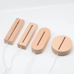 USB Powered 5mm Wooden Led Base with Warm White Cold RGB Colored Lights for 3D Acrylic Plexiglass Night Lamps