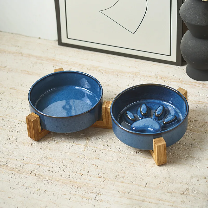 Japanese Kiln-Formed Ceramic Pet Bowl for Medium Dogs Dog Puppy Slow Food Bowl Anti-Choking Slow Food Bowl Anti-Tip Over